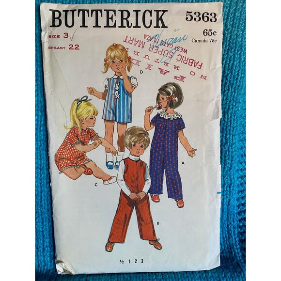 Butterick 5363 pattern toddlers jumpsuit romper sz 3 - Picture 1 of 5